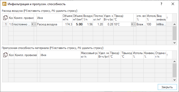 Диалог Инфильтрация и пропускная способность LINEAR Building