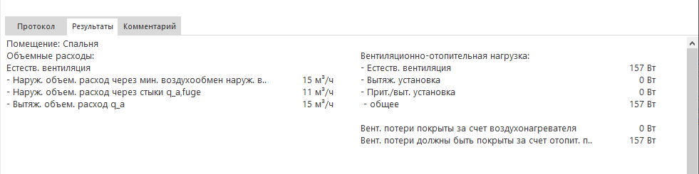 Результаты вентиляции LINEAR Building
