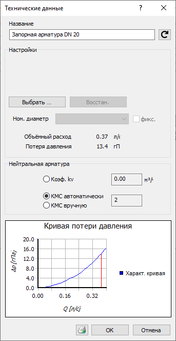Диалог Технические данные LINEAR Revit