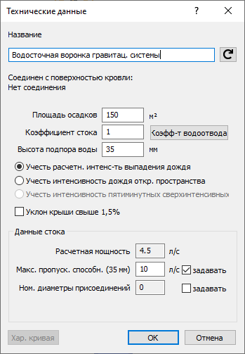 Диалог Технические данные LINEAR Revit