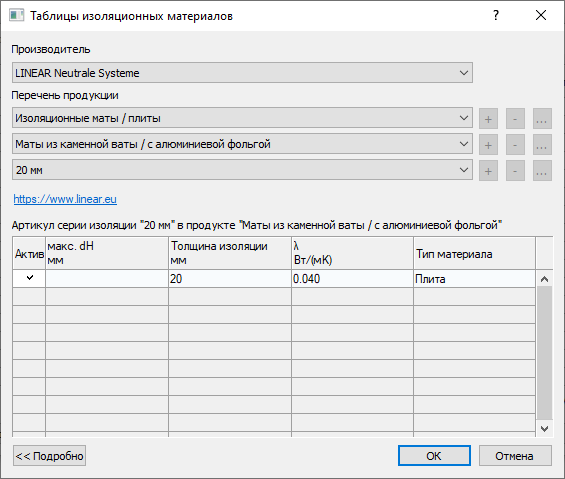 Таблицы изоляционных материалов AutoCAD