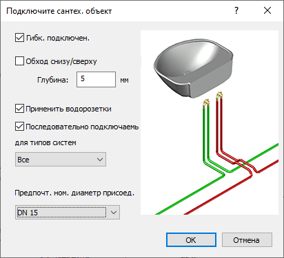 Подключение санитарно-технических приборов LINEAR AutoCAD