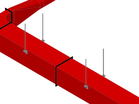 Вид крепления воздуховода L-образными уголками LINEAR Solutions AutoCAD