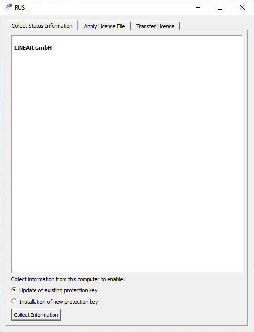 Status Information LINEAR Admin