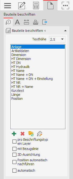 Beschriftungsbereich der LINEAR Solutions für Autodesk AutoCAD