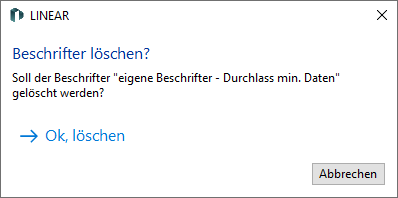 Abfrage beim Löschen von Beschriftern in den LINEAR Solutions für Autodesk AutoCAD