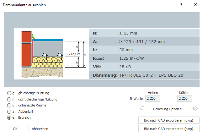 Dämmvariante wählen Linear Building