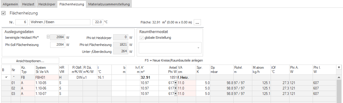 Flächenheizung Raum LINEAR Building