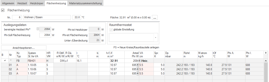 Flächenheizung Raum LINEAR Building