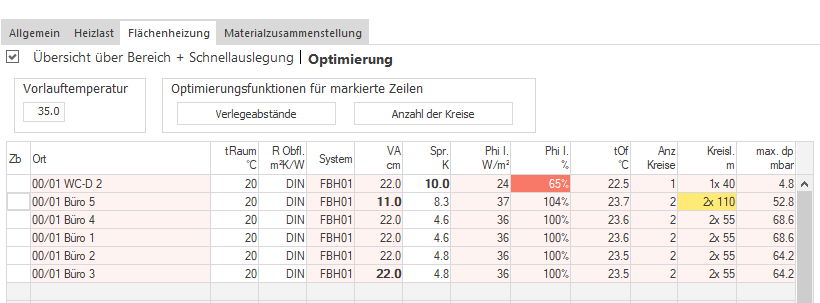 Flächenheizung Optimierung Linear Building