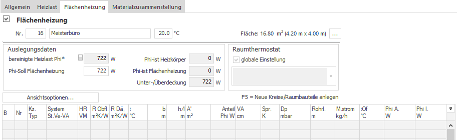 Flächenheizung Raum Linear Building