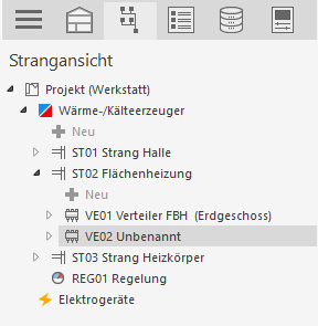 Strangansicht Flächenheizung Linear Building