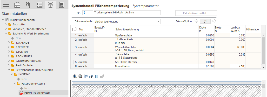 Systembauteil Flächentemperierung Linear Building