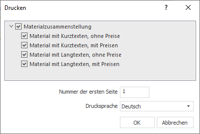 Dialog Drucken Linear CAD Browser