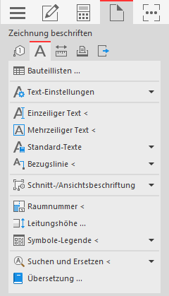 Befehlsgruppe "Zeichnung beschriften" in den LINEAR Solutions für Autodesk AutoCAD