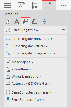 Befehlsgruppe Bemaßen in den LINEAR Solutions für Autodesk AutoCAD