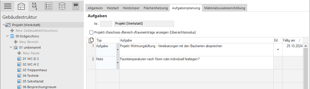 Aufgabenplanung Aufgaben Linear Building