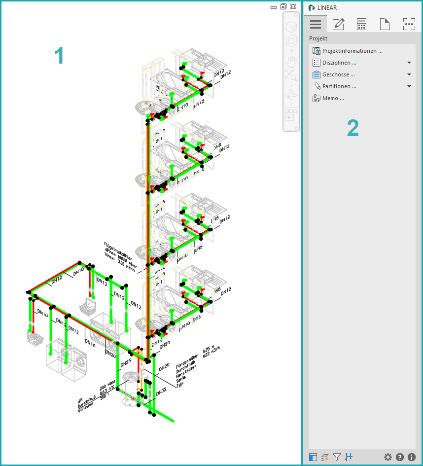 Programmoberfläche Linear AutoCAD