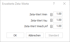 Dialog "Erweiterte Zeta-Werte" in LINEAR Building