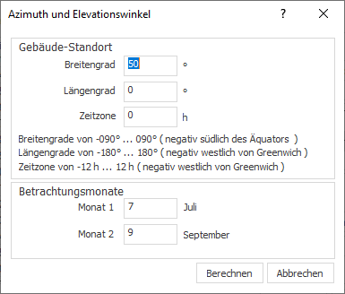 Dialog Azimuth Elevation Linear Building