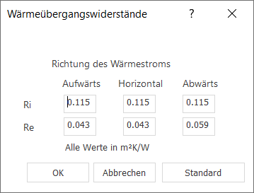 Dialog Wärmeübergangswiderstände Linear Building