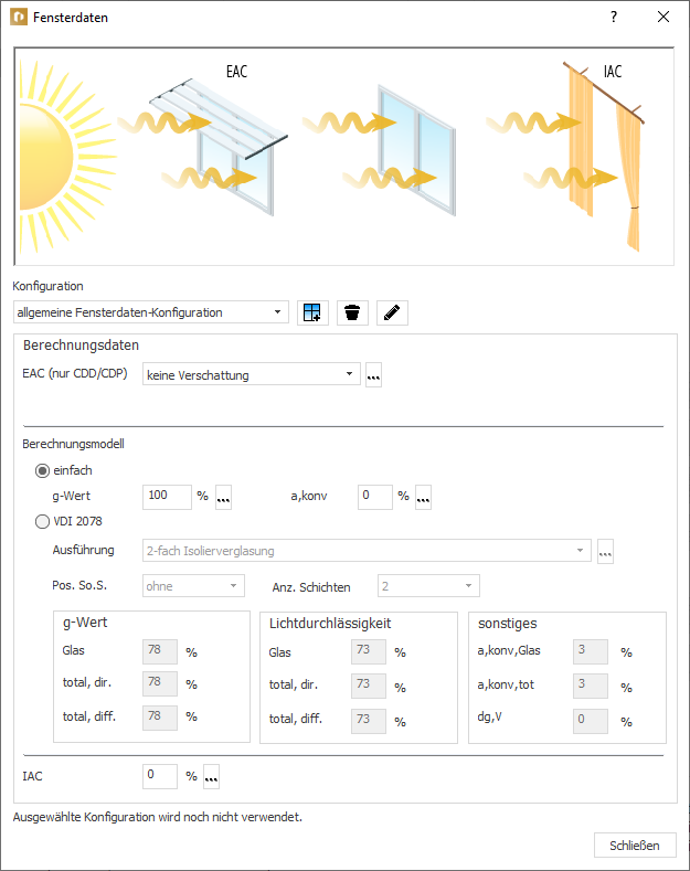 Fensterdaten Kühllast Linear Building