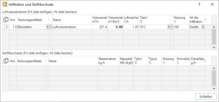 Dialog Infiltration Stoffdurchsatz Linear Building