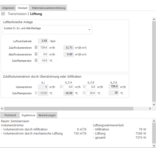 Heizlast Lüftung Lufttechnische Anlage Linear Building