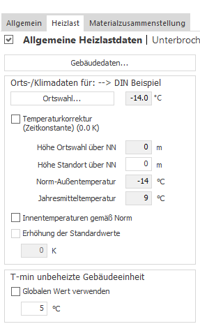 Heizlast Allgemeine Heizlastdaten Linear Building