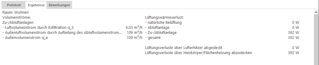 Ergebniss Lüftung Linear Building