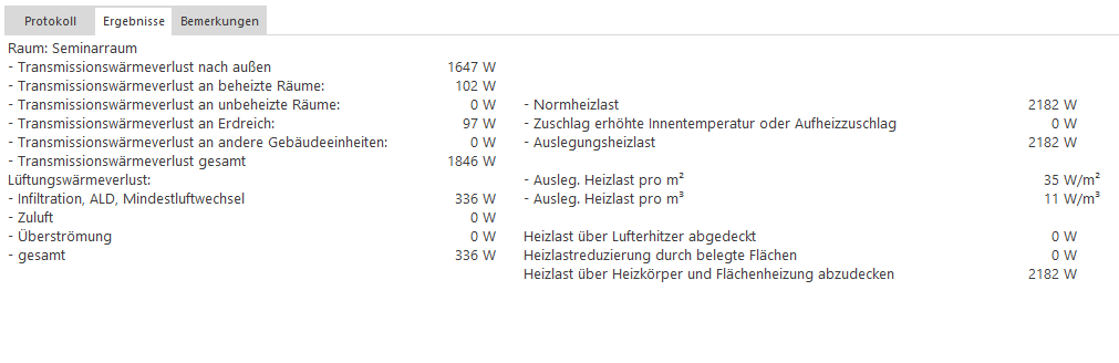 Ergebniss Lüftung Linear Building