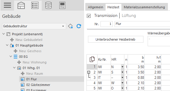 Ausgewählter Raum in der Gebäudestruktur von LINEAR Building