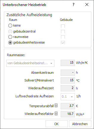 Heizlast Unterbrochener Heizbetrieb Linear Building