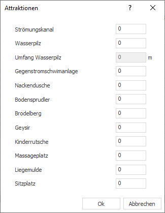 Bereich "Schwimmhallen" des Raumtyps Schwimmhalle im Modul Lüftung von LINEAR Building.