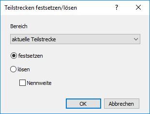 Dialog Teilstreckendaten festsetzen Linear AutoCAD