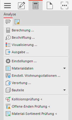 Analyse Tab Heizung in den LINEAR Solutions für Autodesk AutoCAD