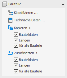 Bereich Bauteile der Disziplin Abwasser in den LINEAR Solutions für Autodesk AutoCAD