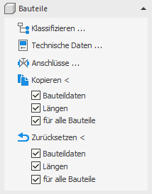 Bereich Bauteile der Disziplin Trinkwasser in den LINEAR Solutions für Autodesk AutoCAD