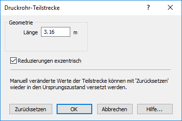 Dialog Druckrohr Linear AutoCAD