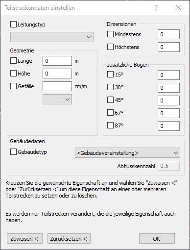 Dialog Teilstrecken Global Linear AutoCAD