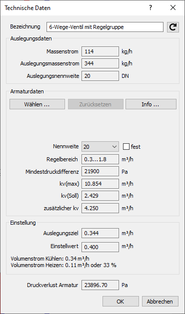 Technische Daten 6 Wege Ventil Linear Revit