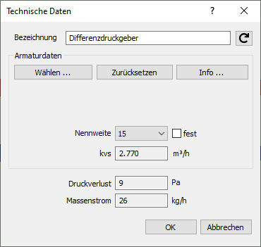 Technische Daten Differenzdruckgeber Linear Revit