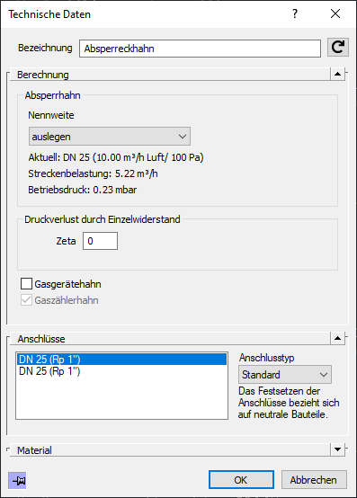 Technische Daten Absperrhahn Linear Revit