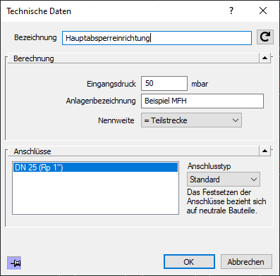 Technische Daten Hauptabsperr Linear Revit