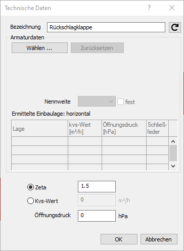 Technische Daten Dialog Linear Revit