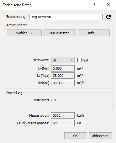 Technische Daten Regulierventil Linear Revit