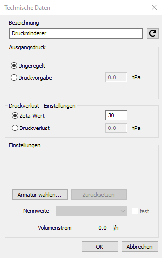 Technische Daten Druckminderer Linear Revit