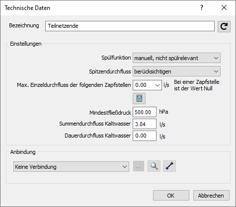 Dialog Technische Daten Linear Revit