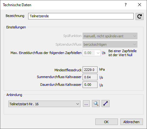 Dialog Technische Daten Linear Revit