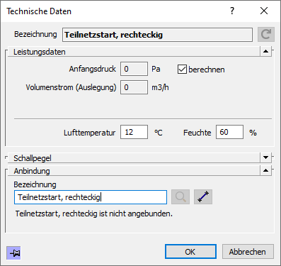 Dialog Technische Daten Teilnetz Linear Revit